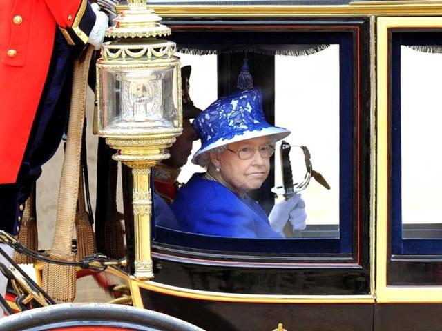 Britain's Queen Elizabeth II leaves after attending the Trooping the Colour parade, in London. AP