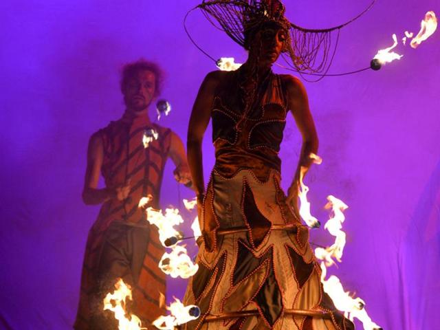 Artists perform during the opening of the 2013 International Kiev Fire Fest in the Ukrainian capital. AFP photo