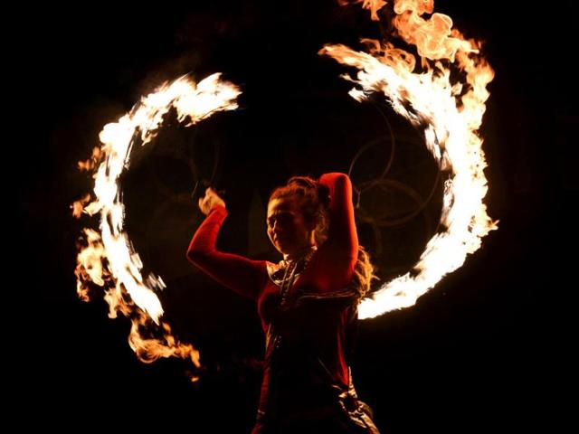 An artist performs during the opening of the 2013 International Kiev Fire Fest in the Ukrainian capital. AFP photo