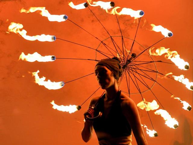 An artist performs during the opening of the 2013 International Kiev Fire Fest in the Ukrainian capital. AFP photo