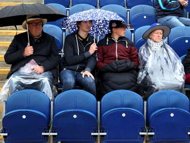 Rain delays the start of England vs New Zealand ICC Champions trophy cricket match, at the SWALEC Stadium, Cardiff, Wales. AP Photo