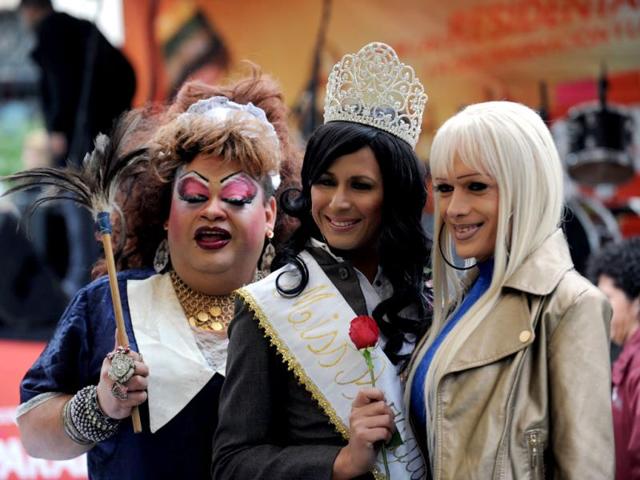 Members of the 'Somosgay' (Wearegay) organization, take part in the gay pride parade in Asuncion. Gay rights activists demanded the construction of a new Paraguay "without homophobia, without violence and in full freedom". (AFP)