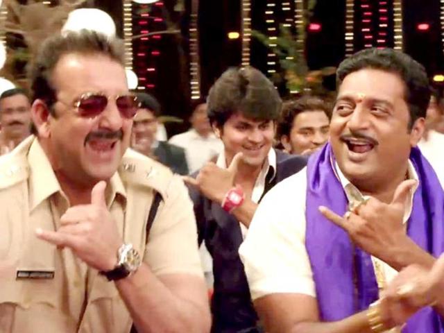 Sanjay Dutt and Prakash Raj in a still from Policegiri.