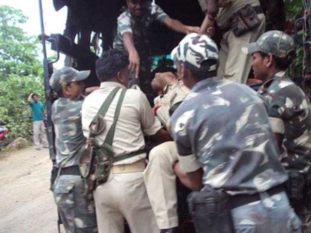 A superintendent of police and four policemen were killed and four others injured when their motorcade was ambushed by Maoists in Jharkhand. Hindustan Photo