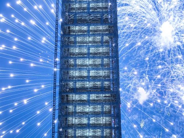 Fourth of July Independence Day fireworks seen over the Washington Monument in Washington, DC. (AFP)