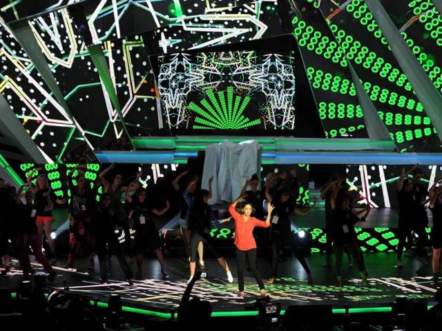 A bird's eye view of the IIFA stage. (AFP Photo)