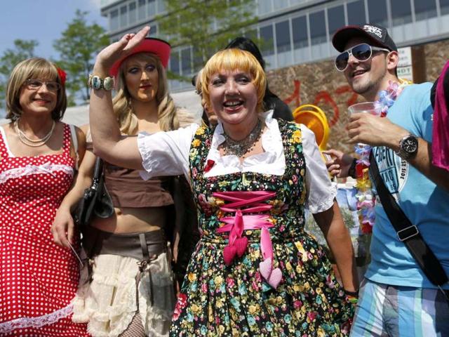 Co-chair of Germany's Greens party Claudia Roth takes part in the Christopher Street Day (CSD) parade in Cologne. Reuters