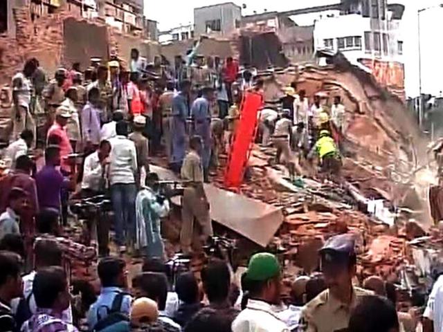 Debris of a 2 storey hotel that collapsed in Secunderabad, Andhra Pradesh leaving several dead. (ANI)