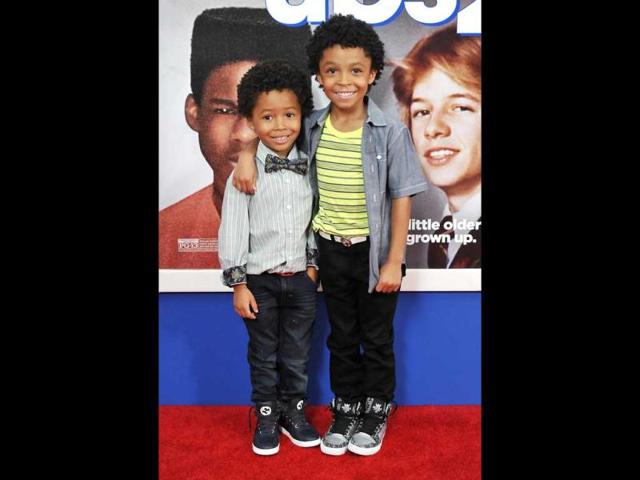 Actor Kaleo Elam and his brother Makhari Elam attend the premiere of Grown Ups 2 at the AMC Loews Lincoln Square in New York. AP