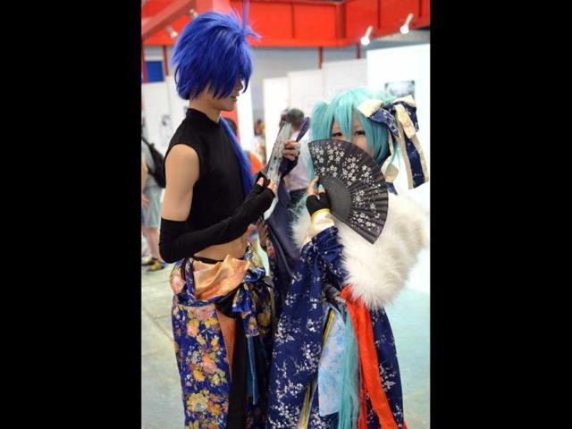 Cosplay fans pose on the opening day of the 9th China International Comics Games Expo (CCG Expo) in Shanghai. AFP Photo