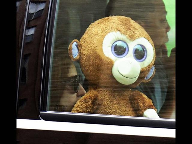 Bear hug? Gaga shows off her soft toy