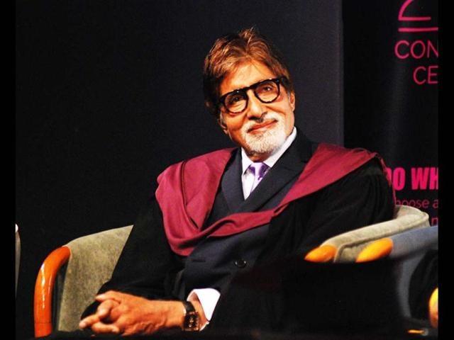 Amitabh Bachcan watches the convocation programme intently