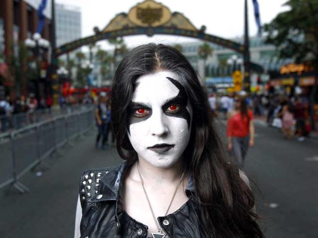 Jessica Monterio, dressed as Lobo from DC Comics, poses for a during Comic-Con in San Diego. (AP Photo)