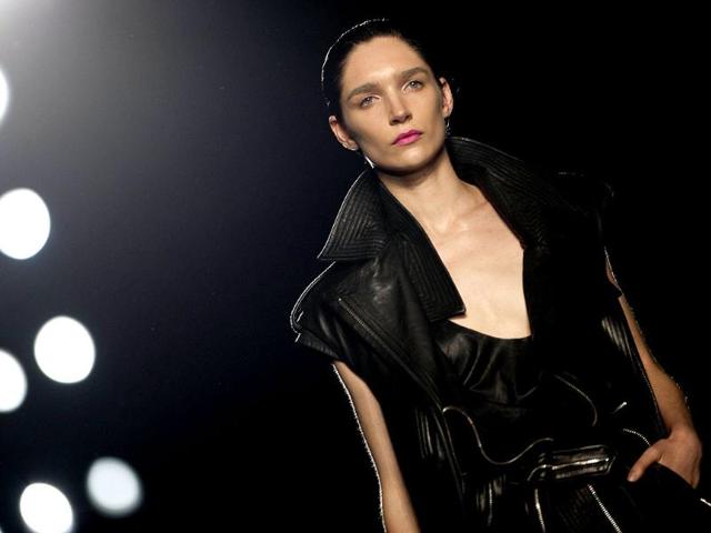 A model presents a creation by French Colombian-born designer Haider Ackermann during the Colombiamoda fashion show in Medellin, Antioquia department, Colombia. AFP photo