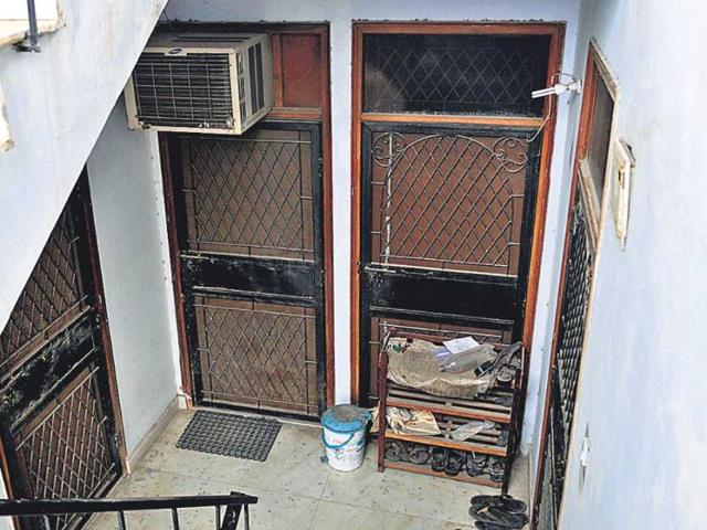 The-Batla-House-flat-at-L-18-building-was-locked-and-covered-in-dust-when-an-HT-team-visited-on-July-25-2013-Mohd-Zakir-HT-Photo The-Batla-House-flat-at-L-18-building-was-locked-and-covered-in-dust-when-an-HT-team-visited-on-July-25-2013-Mohd-Zakir-HT-Photo