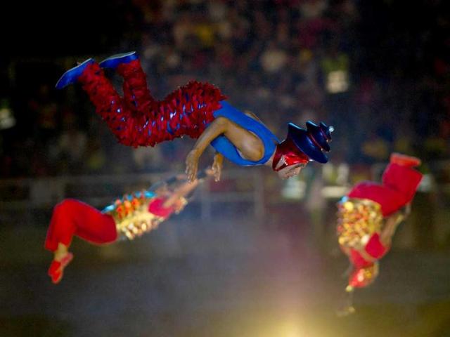 Artists perform during the opening ceremony of the World Games in Cali, Colombia. The World Games gather more than 4,700 athletes from around the world to compete in 31 sports not included in the Olympic Games. AFP