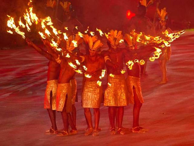 Artists perform during the opening ceremony of the World Games in Cali, Colombia. AFP