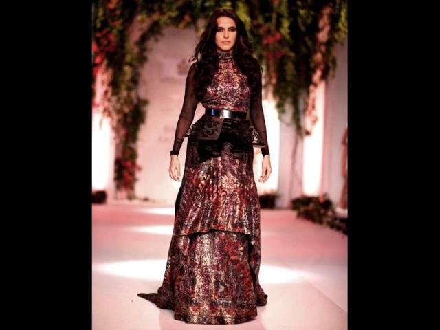 Neha Dhupia stuns in a Falguni & Shane creation. Neha Dhupia stuns in a Falguni & Shane creation.