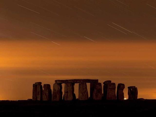 A general view of Stonehenge during the annual Perseid meteor shower in the night sky in Salisbury Plain, southern England. (Reuters Photo)