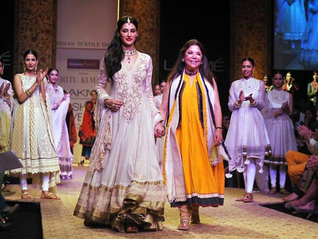 Nargis with designer Ritu Kumar. Nargis with designer Ritu Kumar.