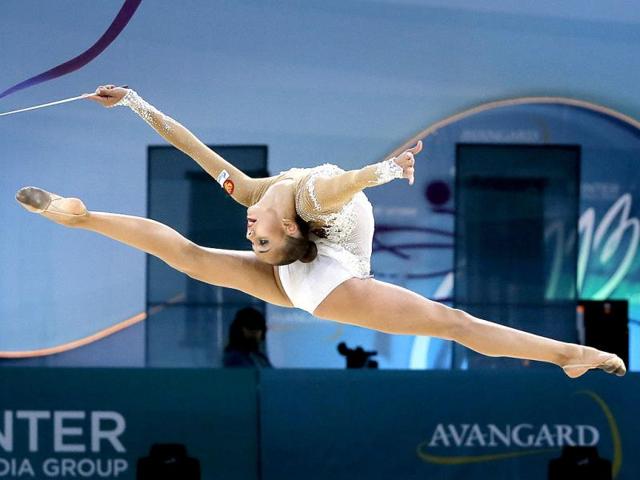 Margarita Mamun of Russia performs with ribbon during the 32nd rhythmic gymnastics world championships in Kiev, Ukraine. AP Photo Margarita Mamun of Russia performs with ribbon during the 32nd rhythmic gymnastics world championships in Kiev, Ukraine. AP Photo