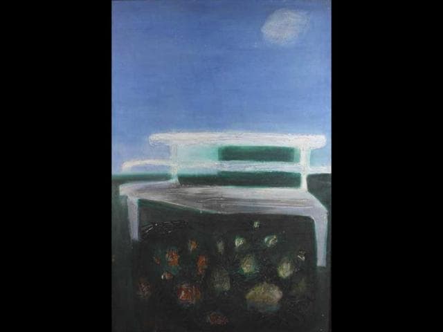 The Monologue, Oil On Canvas 1980, Size: 53x76 Inches (By Raj Jain)