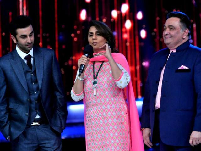 Ranbir, Neetu and Rishi on the sets of Jhalak Dikhhla Jaa.