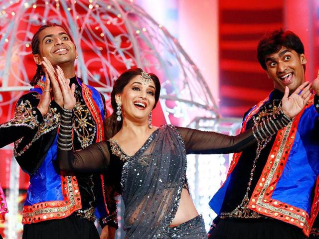 Bollywood actress Madhuri Dixit Nene performs during the first cross cultural awards ceremony the 2013 South Africa India Film and Television Awards (SAIFTA) in Durban. (AFP)