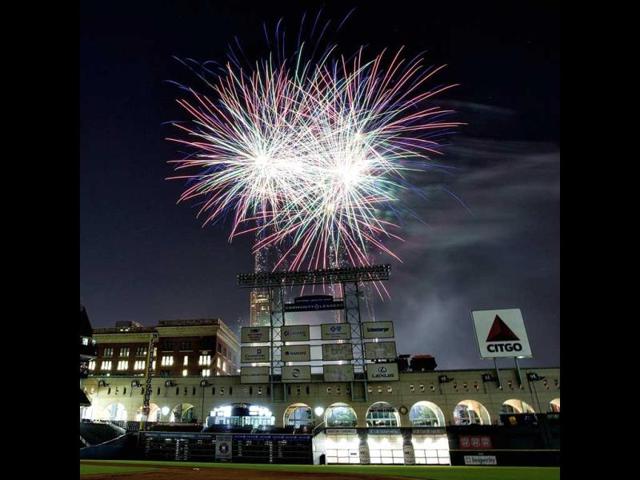 Friday Night Fireworks at Minute Maid Park after the Houston Astros defeated the Los Angeles Angels of Anaheim in Houston, Texas. (AFP Photo)