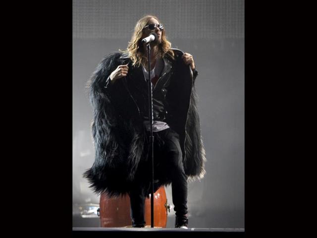 Jared Leto of 30 Seconds To Mars performs at the annual Rock in Rio music festival in Brazil. (AP Photo)