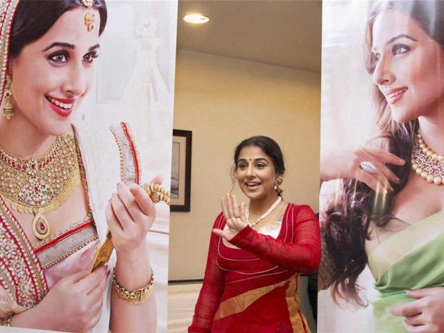 Vidya Balan Kapoor at a jewellery launch event in Thane, Mumbai on Saturday. (PTI Photo)