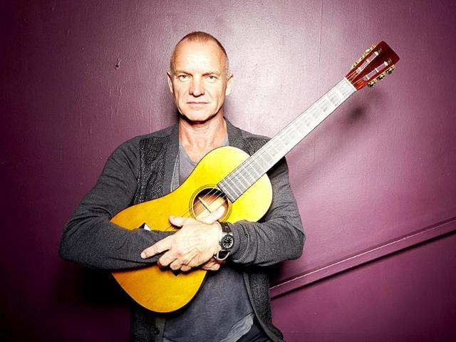Sting poses for a portrait at The Public Theater in promotion of his new album, "The Last Ship," in New York. (AP Photo)