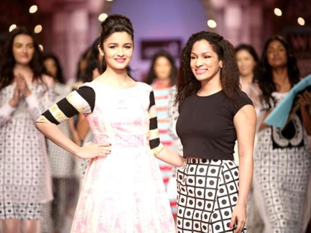 Masaba poses with Alia at the end of the show.