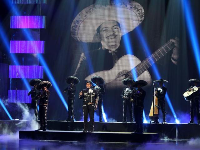 Mariachi Sol De Mexico onstage during the 3rd Annual Billboard Mexican Awards at The Dolby Theatre in Los Angeles. (AP Photo)
