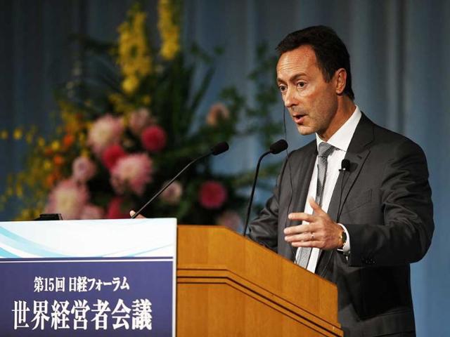 Airbus president and CEO Fabrice Bregier delivers a speech at the Global Management Forum in Tokyo. (Reuters Photo)