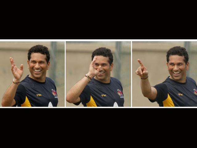 Mumbai Ranji team player Sachin Tendulkar during the practice session at Bansi Lal Cricket Stadium in Lahli, Rohtak, in Haryana. (HT Photo/Sanjeev Verma)