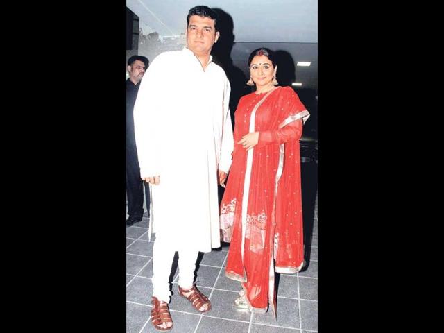 Vidya Balan with hubby Siddharth Roy Kapur at Aamir Khan's party. (Photo: Yogen Shah)