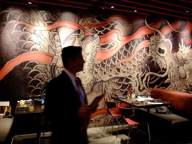 A mural created by a tattoo artist is shown on a wall of the MY China restaurant at the Graton Resort and Casino in Rohnert Park, California. (AP Photo)