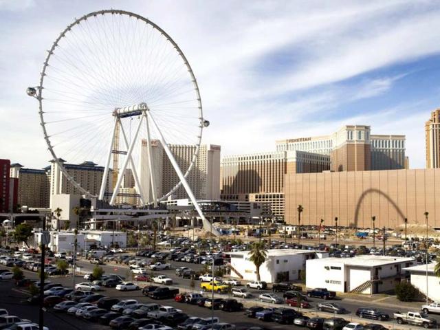 Cabins are shown attached to the 550-foot tall (167.6 meter) High Roller, the world's tallest observation wheel, under construction in Las Vegas, Nevada. The Ferris wheel is the centerpiece of the LINQ project, a $550 million outdoor retail, dining and entertainment district being developed by Caesars Entertainment Corp. The High Roller will feature 28 cabins that will each hold 40 passengers. (Reuters)