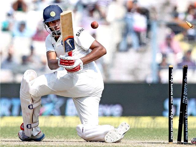 Ravichandran Ashwin is bowled during the third day of the first Test match against West Indies at Eden Gardens in Kolkata. (PTI Photo)