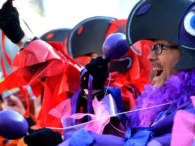 Masqueraded revellers celebrate the start of the carnival season in the western German city of Duesseldorf. (AFP Photo)
