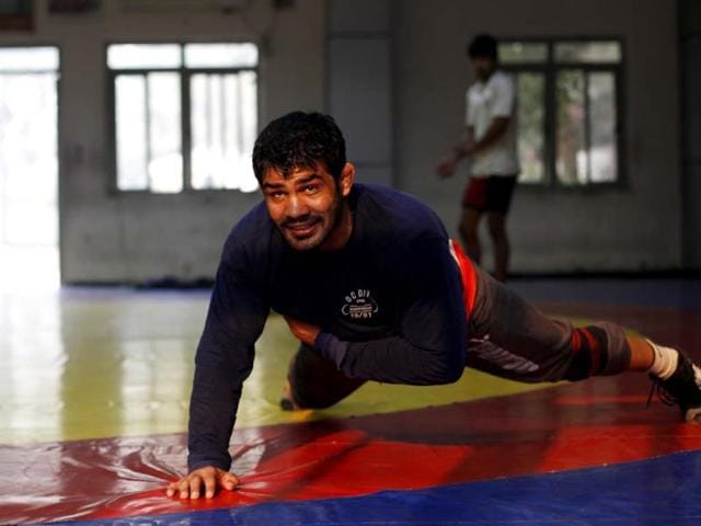 Sushil Kumar goes through a tough training session at the Chhatrasal Stadium in New Delhi. (Ajay Aggarwal /HT photo) Sushil Kumar goes through a tough training session at the Chhatrasal Stadium in New Delhi. (Ajay Aggarwal /HT photo)