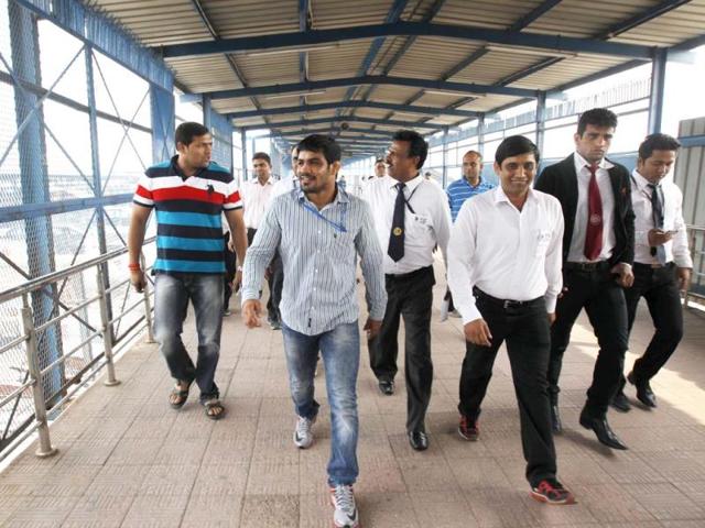 Sushil Kumar during an inspection at the New Delhi Railway Station. (Ajay Aggarwal /HT photo) Sushil Kumar during an inspection at the New Delhi Railway Station. (Ajay Aggarwal /HT photo)