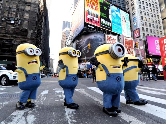 The minions are out for a quick bite before the fans get them! Watch them walk Beatles style as we attempt to translate the minion language for you.