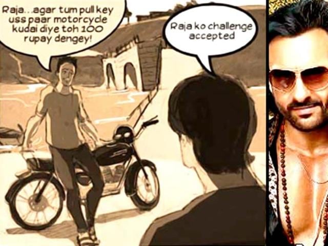 Bullett Raja's accomplice challenges him to cross the river without a boat.