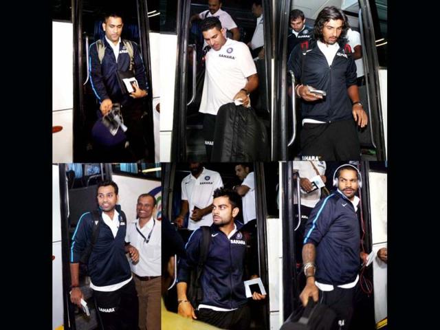 Team-India-cricketers-Clockwise-from-top-right-MS-Dhoni-Yuvraj-Singh-Ishant-Sharma-Rohit-Sharma-Virat-Kohli-and-Shikhar-Dhawan-before-their-departure-for-South-Africa-tour-from-the-International-Airport-in-Mumbai-PTI-Photo Team-India-cricketers-Clockwise-from-top-right-MS-Dhoni-Yuvraj-Singh-Ishant-Sharma-Rohit-Sharma-Virat-Kohli-and-Shikhar-Dhawan-before-their-departure-for-South-Africa-tour-from-the-International-Airport-in-Mumbai-PTI-Photo