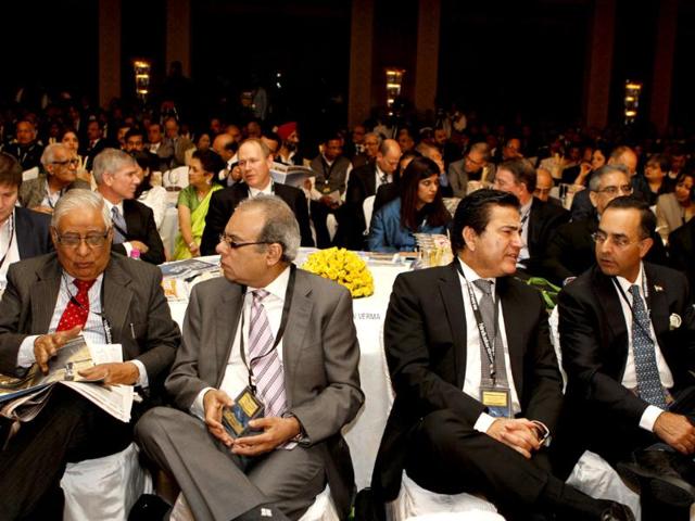 Delegates await the start of a session at the Hindustan Times Leadership Summit 2013. (Virendra Singh Gosain/ HT Photo)