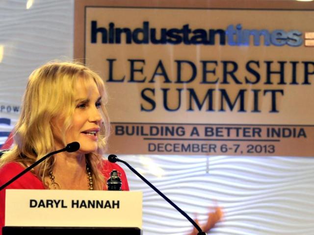 Daryl-Hannah-actor-and-activist-in-conversation-during-the-Hindustan-Times-Leadership-Summit-in-New-Delhi-on-Friday-The-Hollywood-actor-has-starred-in-films-like-Kill-Bill-and-Blade-Runner-and-is-a-champion-of-environment-issues-This-was-her-first-visit-to-India Daryl-Hannah-actor-and-activist-in-conversation-during-the-Hindustan-Times-Leadership-Summit-in-New-Delhi-on-Friday-The-Hollywood-actor-has-starred-in-films-like-Kill-Bill-and-Blade-Runner-and-is-a-champion-of-environment-issues-This-was-her-first-visit-to-India