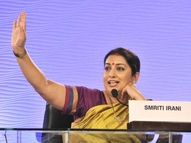 File photo of BJP leader Smriti Irani at the Hindustan Times Leadership Summit in New Delhi. (HT Photo/Mohd Zakir)