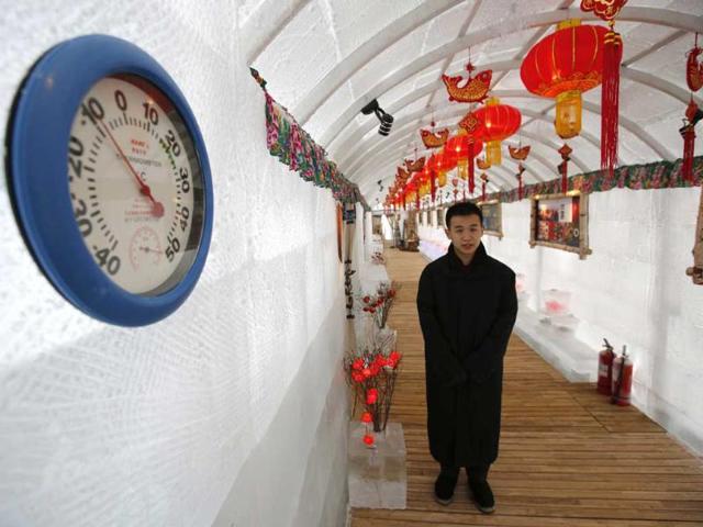 The Ice Palace, which is built by ice bricks, is open annually from December to February and attracts visitors during the Harbin Ice and Snow Festival. (Reuters photo)